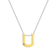 FAR EAST 9K/375 Yellow Gold Letter U Diamond Pendant