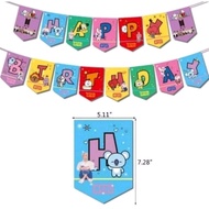 Banner BT 21 bunting flag BT 21 background Banner BT 21 birthday party decoration BT 21 theme childr