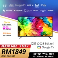 PRISM+ Q55 Quantum Edition [2023 Model] | 4K Google TV | 55 inch | Quantum Colors | Google Playstore | Inbuilt Chromecast | HDR10 | IPS Panel | ZeroBezel | 4K Netflix &amp; Youtube | Dolby Audio| DTS TruSurround | Digital TV| Wifi