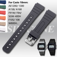 18mm Silicone Watch Band for Casio F91W F84 F105/108/A158/168/AE1200/1300 W800H SGW400 for Vintage S