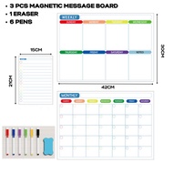 3pcs Set Magnetic Fridge Whiteboard Planner A3 Weekly Monthly Calender Daily To Do List Message Shee