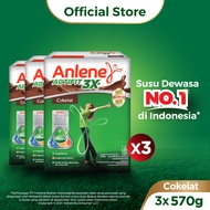 Anlene Actifit 3X Susu Bubuk Dewasa Cokelat 570gr x3 - Nutrisi Tinggi Kalsium Untuk Tulang Sendi dan