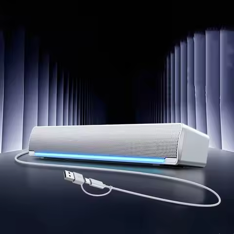 SADA V-196 Gaming Sound Bar Speaker Black White Pink Bluetooth & Wired USB Type-C Ice Blue Ambient L
