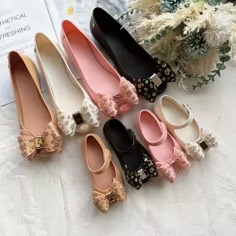 Newest Hot Style Girl Classical Jelly Shoes Princess Mommy & Me Summer Sandals PVC Bowknot Children 