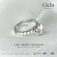 Ciela Jewelry 6-Prongs Cathedral Diamond Ring Lab Grown (CVD) Cert. IGI Water 100 VVS2 Silver 925