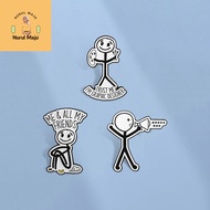 XHjewelryadd Funny Stick Figure Enamel Pin Creative Designer Megaphone Guy Brooch Lapel Badges Backp