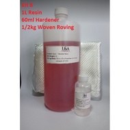 Fiberglass Premixed Resin (I) 1L Set Fiberglass Fiberglass Repair Kit - Kit 1 - Kit 2