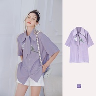 「สินค้าลิขสิทธิ์แท้」 Iris Boutique IS137  Lavender shirt  เสื้อผ้าแฟชั่นผู้หญิง เสื้อเชิ้ต