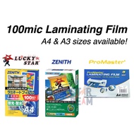 Laminating Film A3,A4 100pcs/Laminating Pouch Lucky Star/ProMaster/Zenith