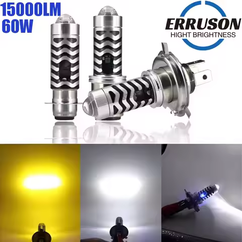 Erruson 60W 15000LM Motorcycle LED headlight bulb T19 P15D H6 white/golden yellow P15D BA20D Led Sup