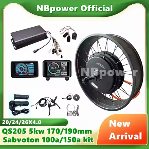 NBpower QS205 170/190mm 72V 5000W 50H V3 Electric Fat Bike 20/24/26x4.0 Motor Wheel Conversion Kit S