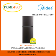 MIDEA MDRT268MTB28-SG 183L TOP MOUNTED 2 DOOR REFRIGERATOR - 2 YEARS MIDEA WARRANTY + FREE INSTALL &