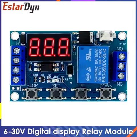 6-30V Relay Module Switch Trigger Time Delay Circuit Timer Cycle Adjustable Trigger OFF / ON Switch 