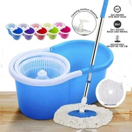 Alpha Borong Rotating Spin Mop with Spinner Auto Spin Mop Lantai Microfiber Cleaning Mop Set Househo