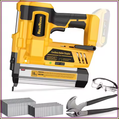 2" Cordless Brad Nailer, 18GA 2-in-1 Staple Nail Gun Battery Powered Compatible with DeWalt 20V MAX 