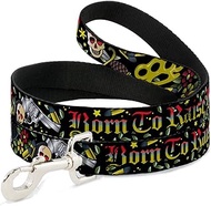 Dog Leash Born To Raise Hell Black 6 Feet Long 1.5 Inch Wide