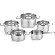 Fissler Pure Collection 5-Piece Stainless Steel Saucepan Set with Glass Lids (3 Saucepans, 1 Stewing