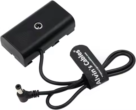 Alvin's Cables NP-F550 Dummy Battery to DC Right Angle Power Cable for Atomos Ninja V | Shinobi | Sm