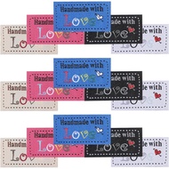 100 PCS Label Buatan Tangan dengan Cinta untuk Crochet, Label Jahitan Peribadi 5 Warna Label Buatan 