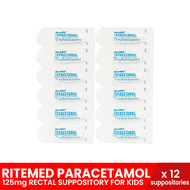 RITEMED Paracetamol 125mg Rectal Suppository for Kids x 12 suppositories (For the Relief of Fever an