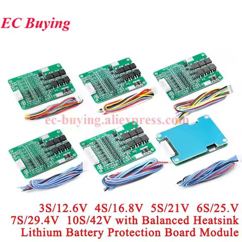 3S 4S 5S 6S 7S 10S 15A Limit 20A 18650 Lion Lithium Battery Protection Board BMS 3.7V 12V 16.8V 21V
