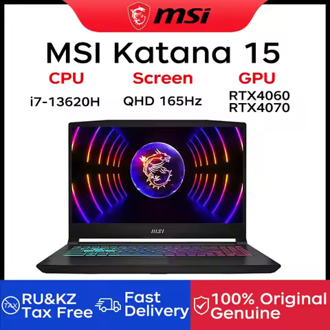 MSI Katana 15 Gaming Laptop 15.6 Inch QHD 165Hz IPS Screen Notebook i7-13620H 16GB 1TB RTX4060 Gamin