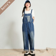 Betty's (45) Comma Cat Embroidered Denim Suspenders (Blue)