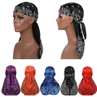 Inspired Silky Durag Cap Unisex Wave Hat Long Tail Headwraps Silky Durag Head Wrap Bandana Wave Hats