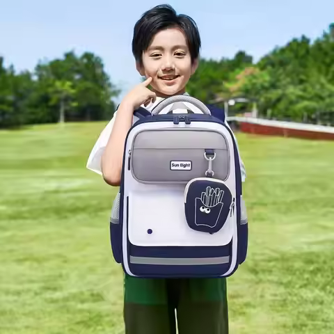 Sun Eight Orthopedic School Bag Boy Girl Grade 1-3 Primary Student Shoulder Backpack Light Large Cap