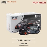 POP RACE 1:64 Honda Civic EG6 Diecast JDM Hatchback Racing Model Car for Collectors