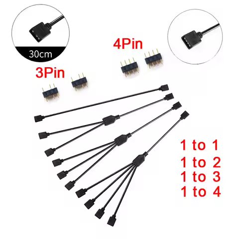 ARGB 5V 3 Pin Extension Cable Adapter 30cm 1 to 1 2 3 4 12v 4pin RGB Splitter Cable for MSI A SUS AS