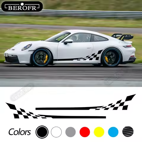 2 Pcs For Porsche 911 997 991 992 GT3 RS Turbo Carrera 4S Racing Flag Style Car Door Side Stripes St