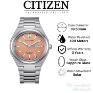 [Official Warranty] Citizen AW0130-85Z Men's Eco-Drive Brown Dial Stainless Steel Strap Watch Water 