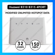 NEW SET - Modified Unlimited Hotspot Support 4G  Huawei B310 B315 4PORT