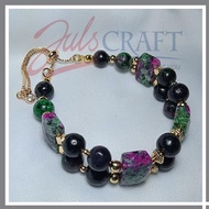 DF105 Ruby Ziosite double layer ~ Handmade Crystal Bracelet/ Gelang Kristal