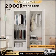 (3 Warna) 180cmT / 2 Pintu Doors Hanger Hanging (Almari Kabinet Kayu Pakaian Baju) Wooden Wardrobe C