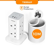 TESSAN Multi Plug Extension Socket Extension Plug Tower Socket ,3 USB Power Strip 10M Extension Wire