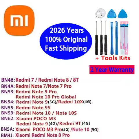 BN5A BN4A 100% Original Battery For Xiaomi Redmi 7 9T 10X POCO M3 Note 7 8 8T 9 9S 10 10S pro Batter