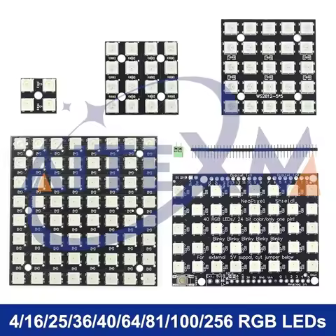 WS2812 Module 5050 RGB 4x4 8x8 16x16 4/16/25/36/40/64/81/100/256 LED Matrix Built-in Full-color Driv