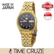 [Time Cruze] Seiko 5 Automatic SNKC20J Japan Made Gold Tone Jubilee Stainless Steel Black Dial Men Watch SNKC20J1