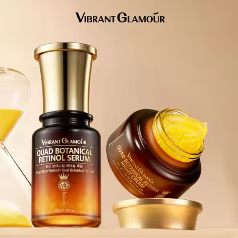 VIBRANT GLAMOUR Quadruple Plant Retinol 3.0 Serum And Cream Set Night Anti-Wrinkle Firming Korean Sk