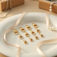 50x 9mm Gold Lobster Clasp Stainless Steel Hooks for Jewelry Craft Supplies  50x Cangkuk Keluli Taha