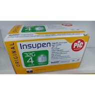 PiC SOLUTION INSUPEN 32G 4MM 100'S INSULIN PEN NEEDLE ORIGINAL (MADE IN ITALY) FREE ALCOHOL SWAB 25P