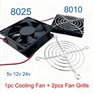 Cooling Fan with Fan Grills 80mm 5V 12V 24V 8010 8025 DC Brushless Cooling Fan For Computer mini Fan