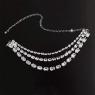 Luxury Rhinestone 3-row Choker Necklace for Women Exaggerate Prom Jewelry Wedding Bridesmaid Acrylic