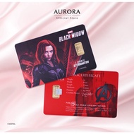 MARVEL X AURORA ITALIA (1g) 999.9 Marvel Black Widow Limited Edition Gold Bar 漫威联名 黑寡妇 纯金足金片