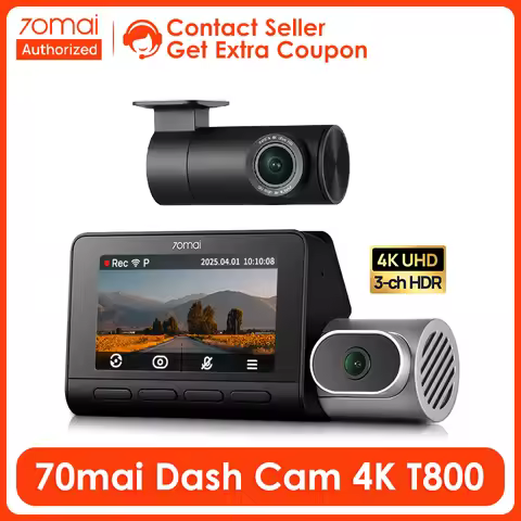70mai 3-Channel 4K HDR Dash Cam T800 Supercapacitor 70mai Car DVR T800 Support Motion Detection Voic