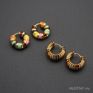 Ins Style Ear Summer Enamel Copper Rainbow New Product Ear Buckle French Macaron Earrings Queen Moth