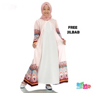 Ulikids Gamis Anak Baju Anak Perempuan Motif Batik Nusantara Pita Bahan Maxmara COD ( FREE HIJAB)