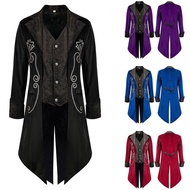 Retro Solid Color Fashion Punk Retro Men's Uniform Stand Collar Costume Performance Costume